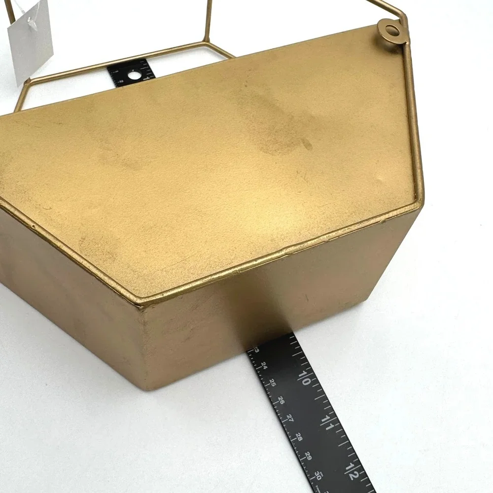 DECOCRATED NEW NWT Gold Metal‎ Hexagon Geometric Wall Planter Decorative Hanging